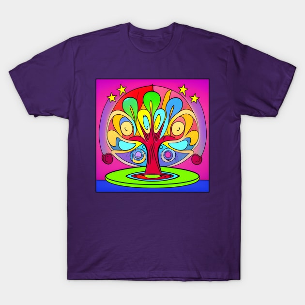 Vibrant 70s Style World Tree of Life (MD23ERD006) T-Shirt by Maikell Designs